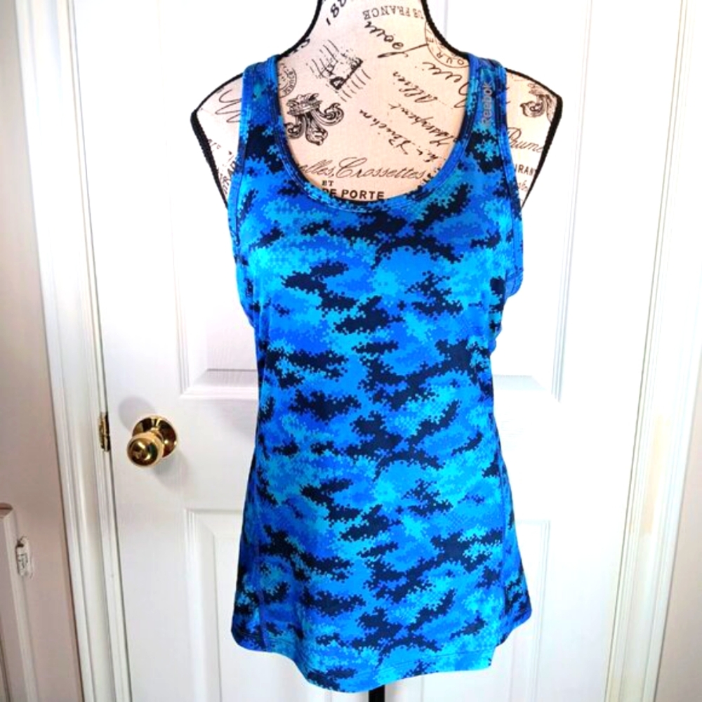 NWOT Reebok Women's Blue Black Racer Back Tank Top Activewear Size M - Picture 11 of 13